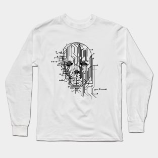 Retro Futuristic Sci-fi Microchip Portrait Long Sleeve T-Shirt